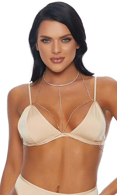 Gold Diamonds Dancing Rhinestone Bra