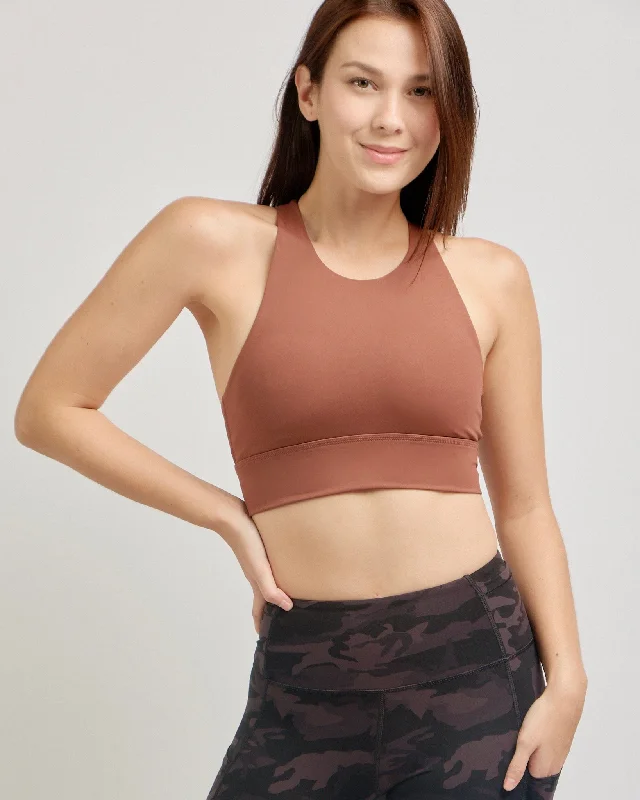 Quick Sale High Rise Sports Bra in Cocoa Brown
