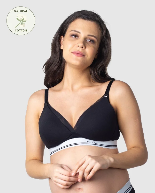 Great Deal ICON COTTON BLACK T-SHIRT NURSING BRA - WIREFREE