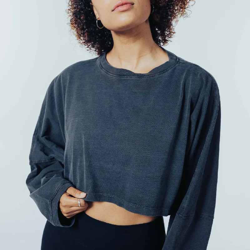 New Deals Slouchy Crop Long Sleeve Tee