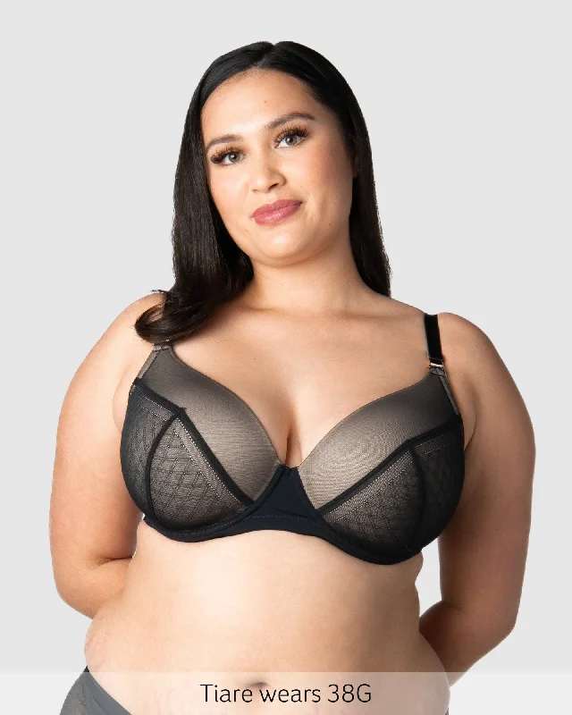 Midnight Madness LUNAR ECLIPSE PLUNGE BLACK CONTOUR NURSING BRA - FLEXI UNDERWIRE