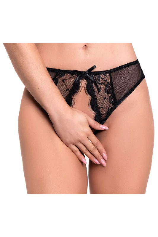 Mesh and Lace Crotchless Panty