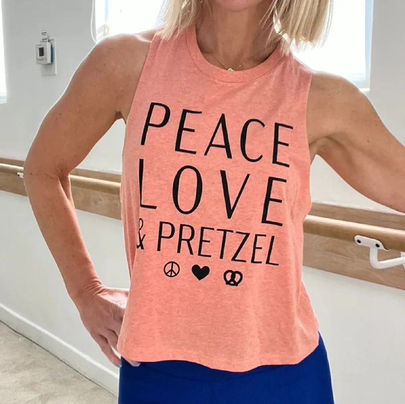 Big Savings Peace Love and Pretzel Crop Tank