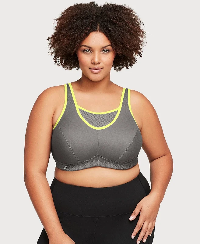 Super Bargain No-Bounce Camisole Sports Bra Gray/Yellow