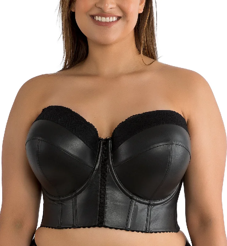 Don’t Miss Out Parfait Stevie Faux Leather Strapless Midi Bustier (P50120) - Black