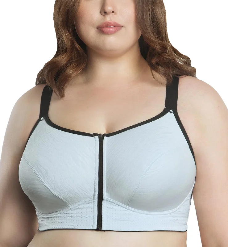 New Arrival Parfait Wave Wire-free Front Zipper Sports Bra (P6052) - Silver