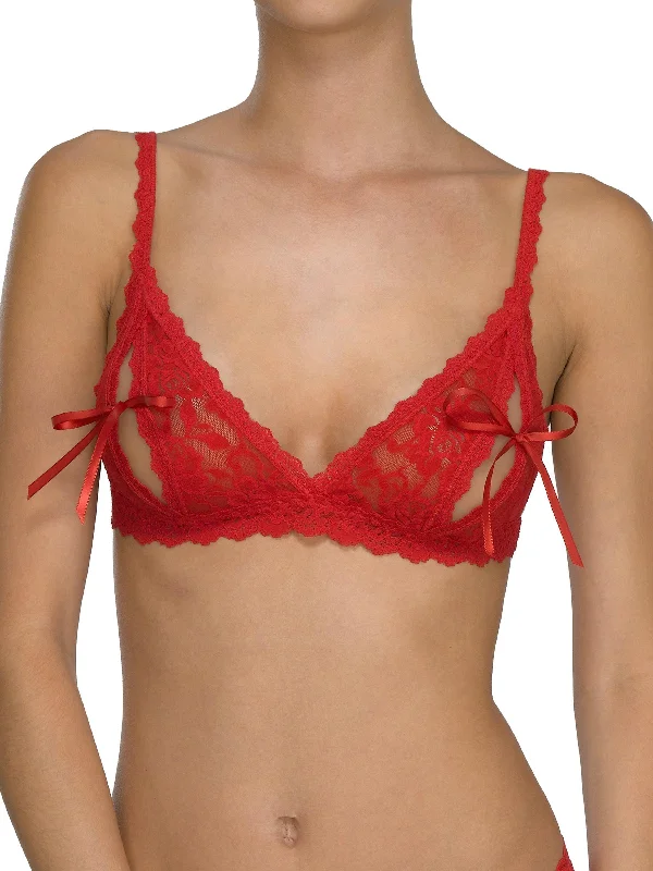 Price Rollback &oh™ Peek-a-Boo Lace Tie Bralette Red