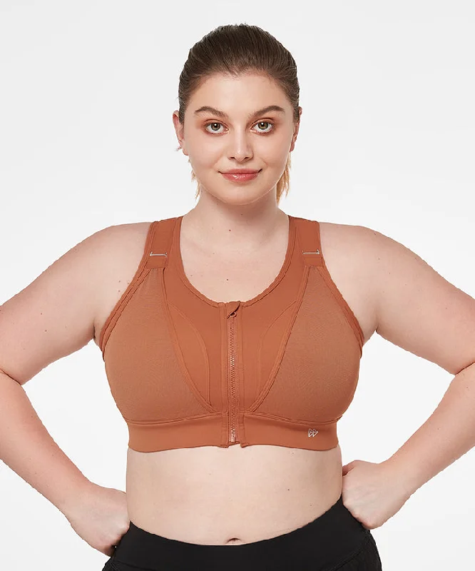 Half Price Power Zip Adjustable Mesh Racerback Padded Running Bra | Women's High Support Sports Bra