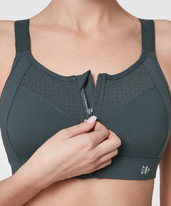 Hurry In Power Zip Adjustable Straps Padded Running Bra | Women's High Support Sports Bra (Plus Size)