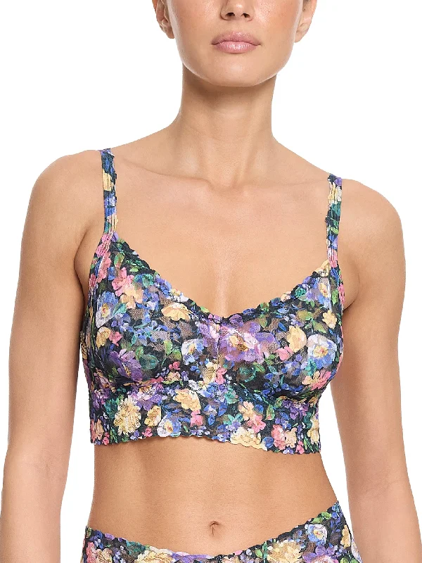 Deal Alert Printed V-Neck Retro Lace Bralette Dream Garden