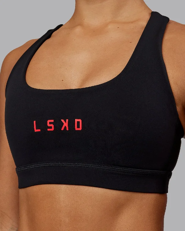 Weekend Steals Await Rep Sports Bra - Black-Scarlet