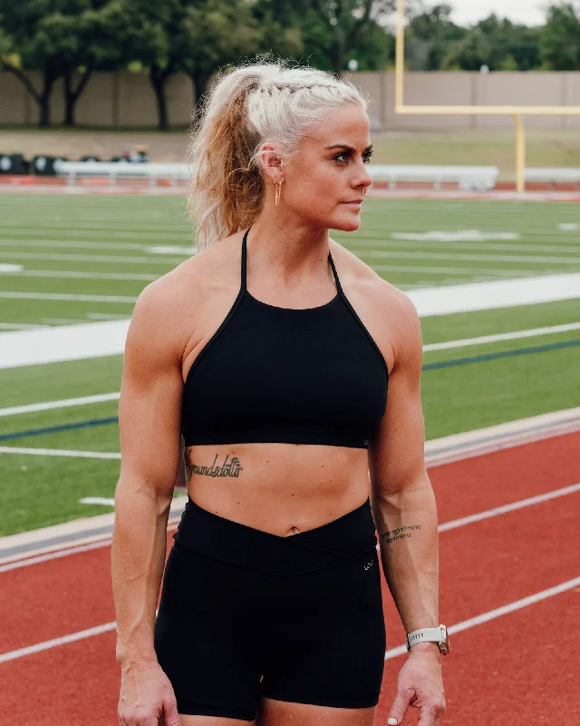Weekend Shopping Extravaganza Sara Ares High Neck Sports Bra - Black