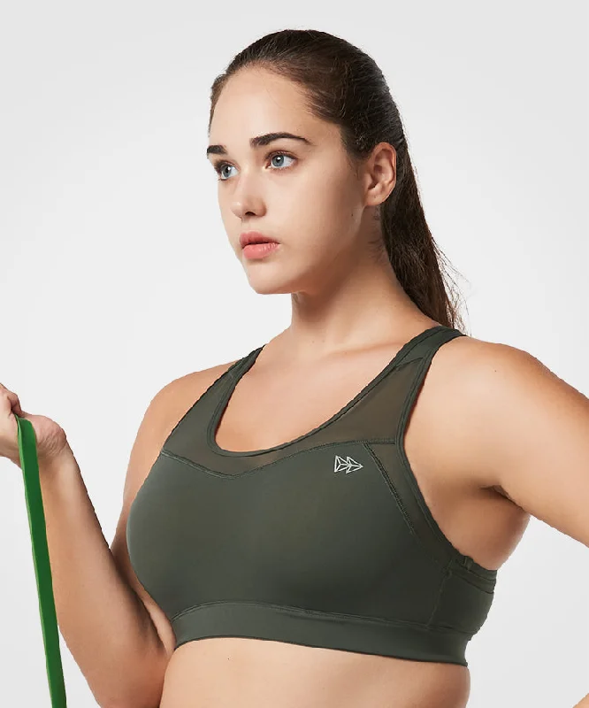 Special Discount Shift Racerback Mesh Padded Running Bra | Women's High Support Sports Bra (Plus Size)