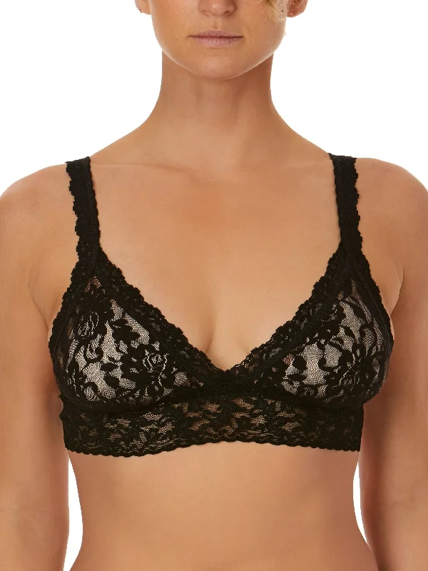 Best Seller Signature Lace Padded Crossover Bralette Black