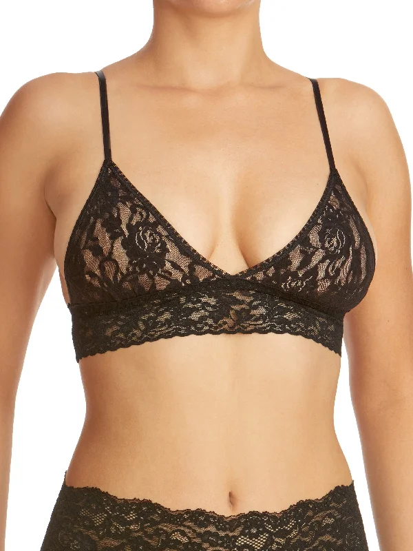Discount Mania Signature Lace Padded Triangle Bralette Black