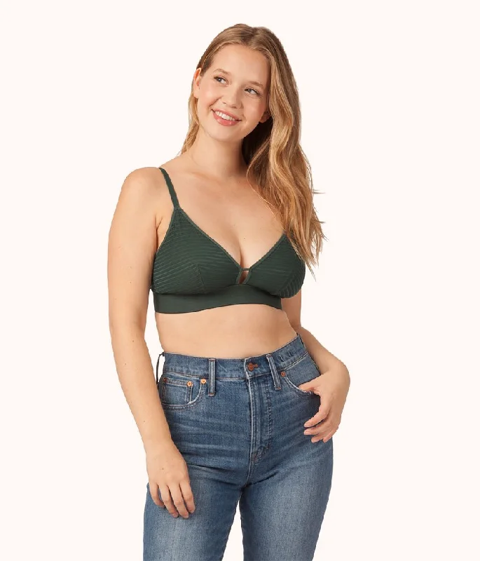 The Busty Stripe Mesh Bralette: Emerald