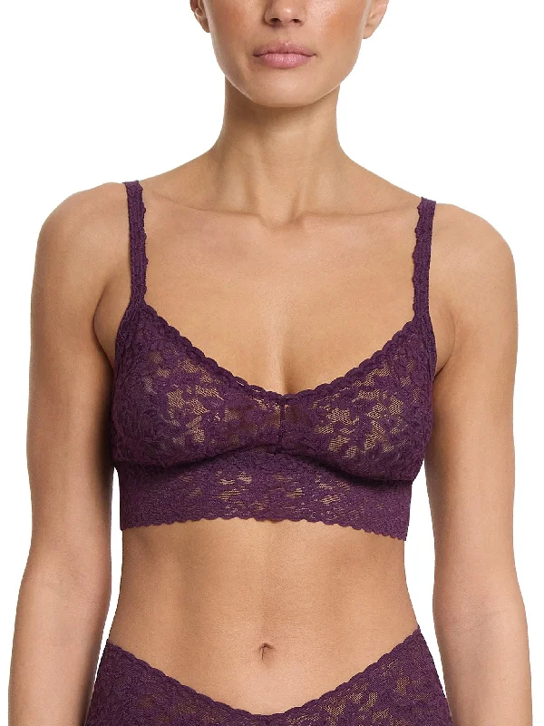 Stock Clearance V-Neck Retro Lace Bralette Stone Fruit Purple
