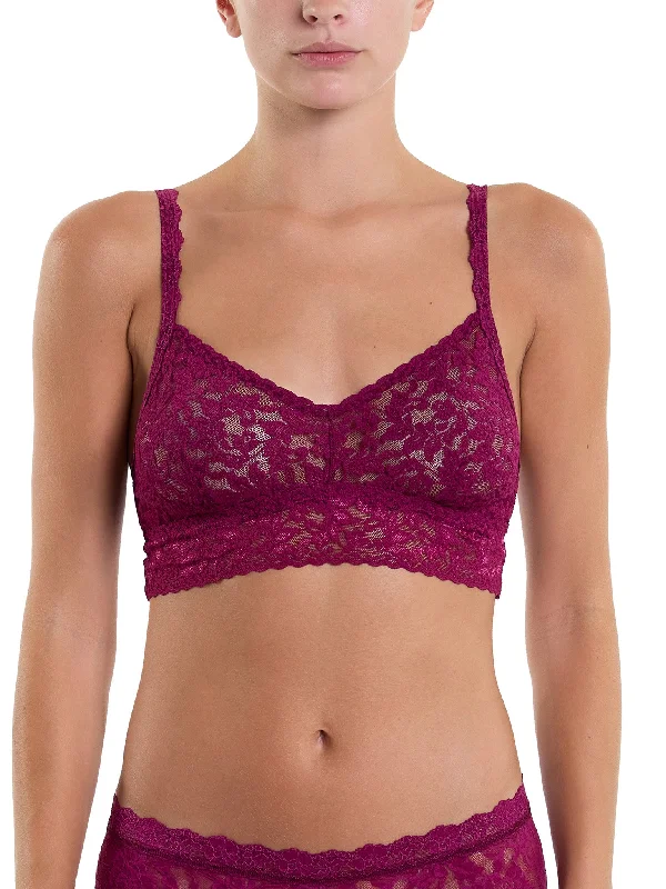 Now or Never V-Neck Retro Lace Bralette Sugar Plum Red