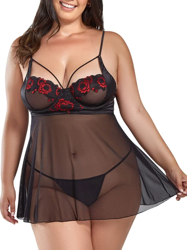 Big Discounts Women's Wanda Plus Size Babydoll Sheer Lingerie