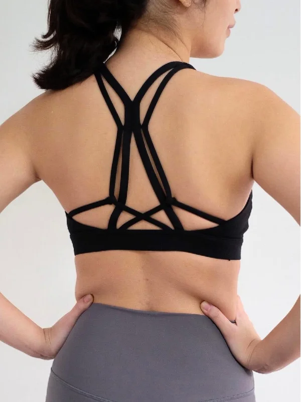 Midnight Madness Weave Out Sports Bra in Black (only XS left)